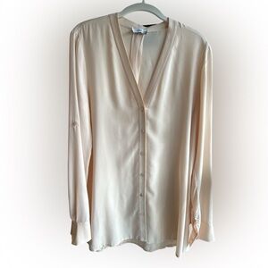 VINCE blush long sleeve silk top Size S